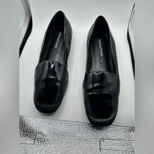 Donald Pliner Black Patent & Smooth Halia Loafers Square Toe Women's Size US 7.5